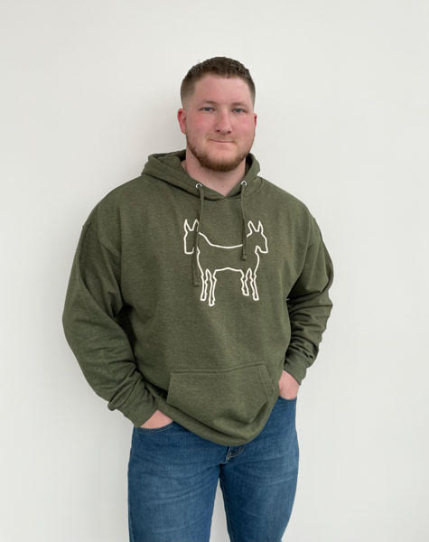 The Dirty Martini - Two Headed Donkey Hooded Sweatshirt as modeled by Kevin - PUSH Apparel 